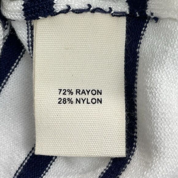 Marled Short Sleeve Sweater Women's Small Ivory Navy Stripped Preppy Basic - Picture 7 of 14